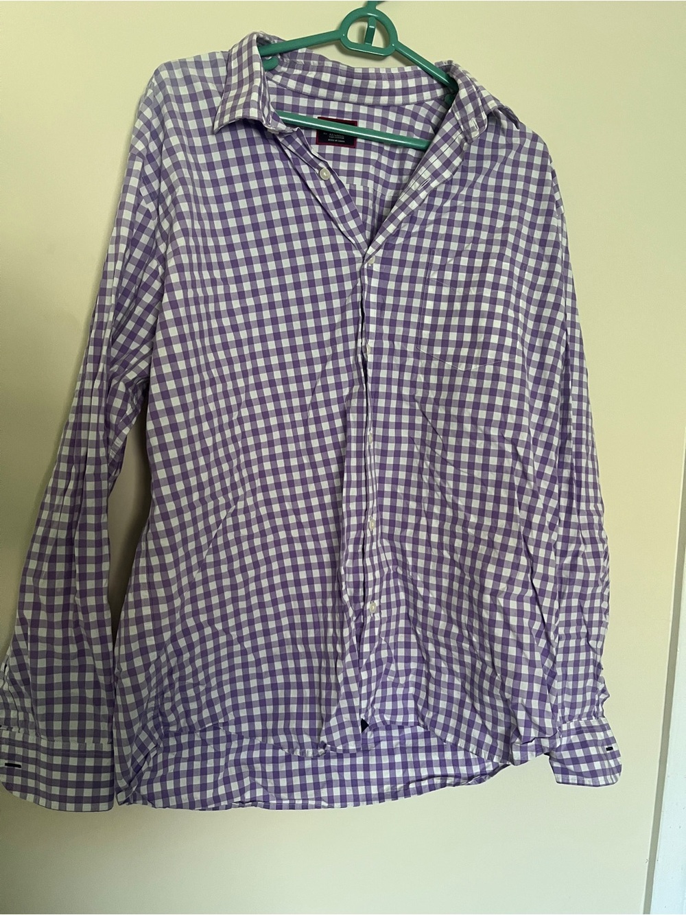 UNTUCKit Shirt Mens XXL Purple Checker Plaid  Long Sleeve Button Down